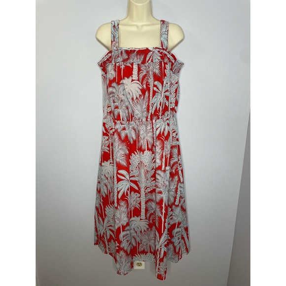 Talbots Floral Oasis Palm Voile Fit & Flare Midi Dress - Picture 2 of 13